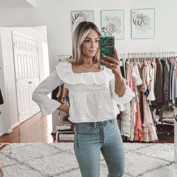 Free People Tops - Free people white ruffle tie back top NWT